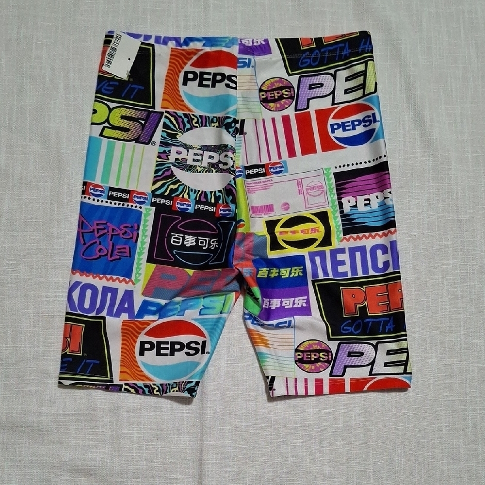 NWT Pepsi Multicolor Logo Panel Biker Shorts Size M - Picture 6 of 7